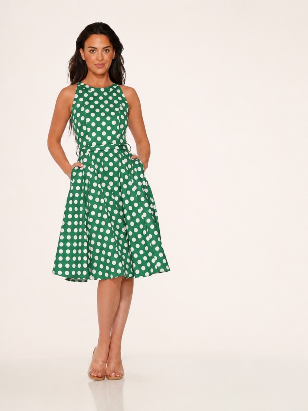 Orchid Bloom Green Polka Dot Swing Dress – Size 10 – NWT – 97% Cotton
